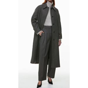 LARRY LEVINE Long Grey 100% Merino Wool Overcoat Size 10
